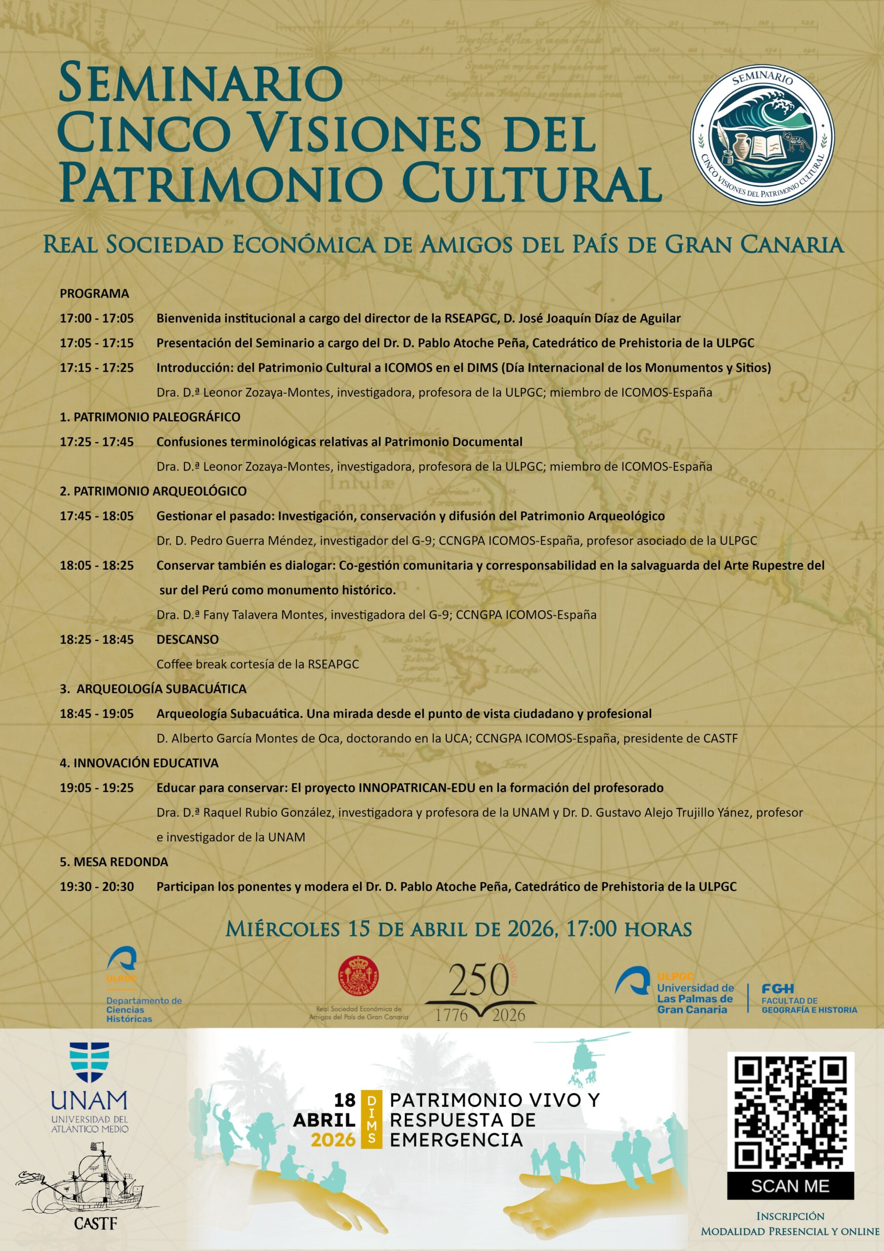 Seminario Cinco visiones del Patrimonio Cultural en el marco del Día Internacional de los Monumentos y Sitios del ICOMOS: reflexiones desde la investigación, conservación/restauración y difusión patrimonial